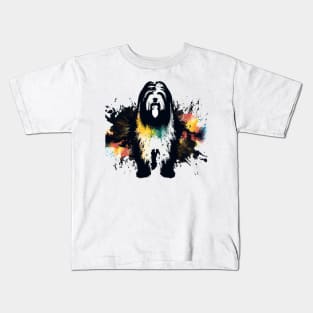 Bearded Collie Dog Minimal Artwork Kids T-Shirt